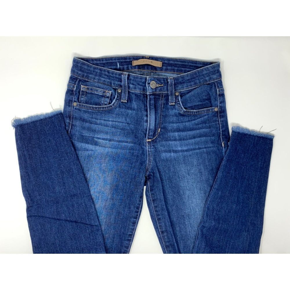 Joe's Skinny Ankle Cotton‎ Blend Raw Hem Women's Blue Jeans Size W25 L27
